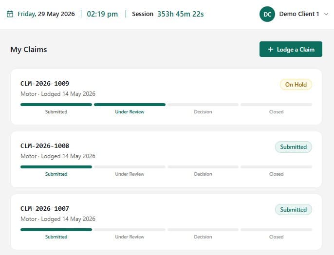 Real-time claims status tracking